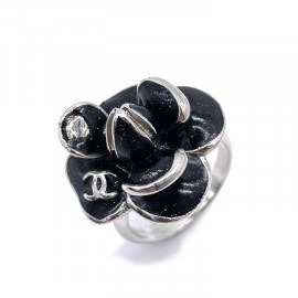 CHANEL シャネル カメリアリング 指輪 ココマーク メタル ブラック シルバー 08P 約12.5号