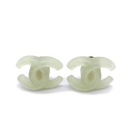 CHANEL シャネル イヤリング ココマーク プラスチック クリアグリーン系 02P