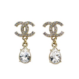 CHANEL シャネル ドロップスイングピアス ココマーク ラインストーン シャンパンゴールド C20V