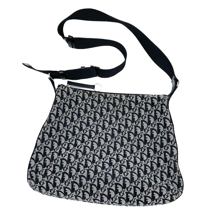 Christian Dior クリスチャンディオール トロッター ショルダーバッグ キャンバス ブラック グレー