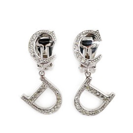 Christian Dior クリスチャンディオール CDロゴ イヤリング ラインストーン シルバー