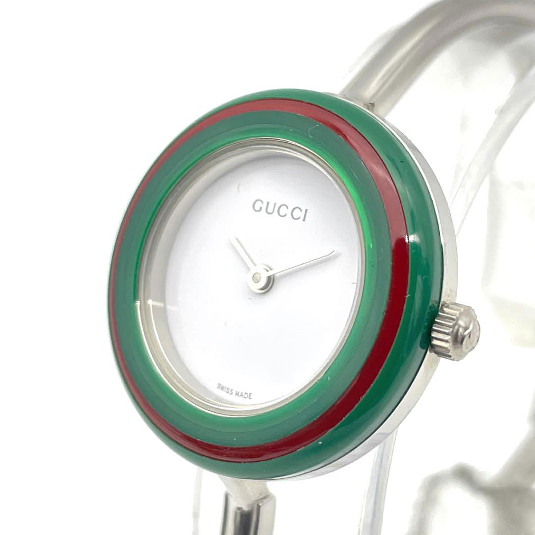 GUCCI グッチ レディース 腕時計 チェンジベゼル バングルウォッチ クオーツ 12色ベゼル シルバー 白文字盤 11/12.2L