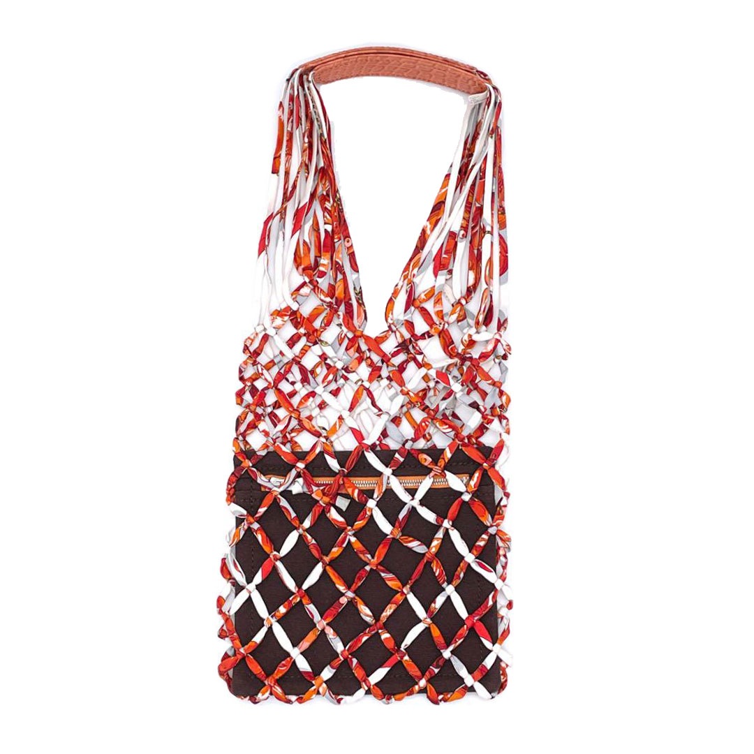 HERMES エルメス プティアッシュ シルクメッシュバッグ with ポーチ ショルダーバッグ クロコダイル ニロティカス レッド系