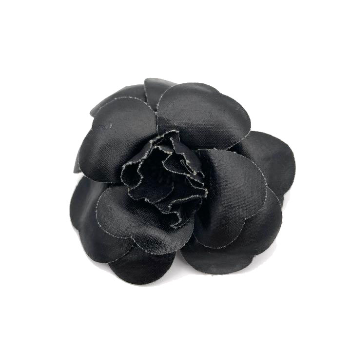 CHANEL シャネル コサージュ ブローチ カメリア キャンバス系 ブラック