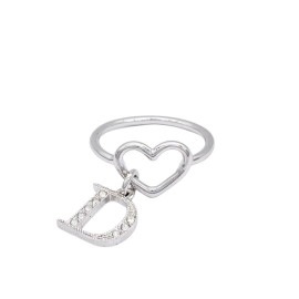 Christian Dior クリスチャンディオール ハートリング 指輪 Dロゴ ラインストーン シルバー 約13号