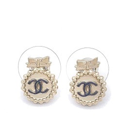 CHANEL シャネル ピアス リボン ココマーク シャンパンゴールド B13S