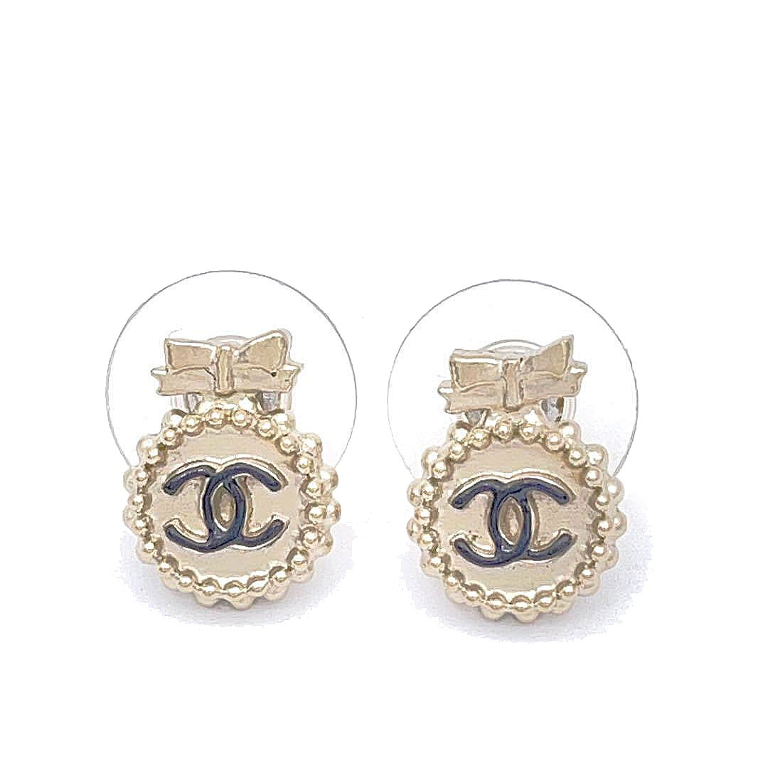 CHANEL シャネル ピアス リボン ココマーク シャンパンゴールド B13S