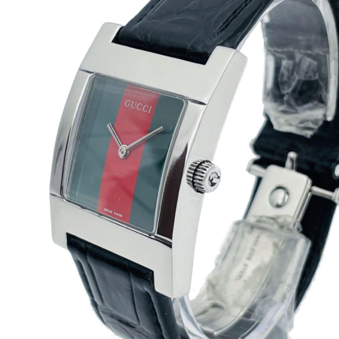 GUCCI グッチ メンズ腕時計 シェリーライン クオーツ シルバー ブラック グリーン レッド 7700M