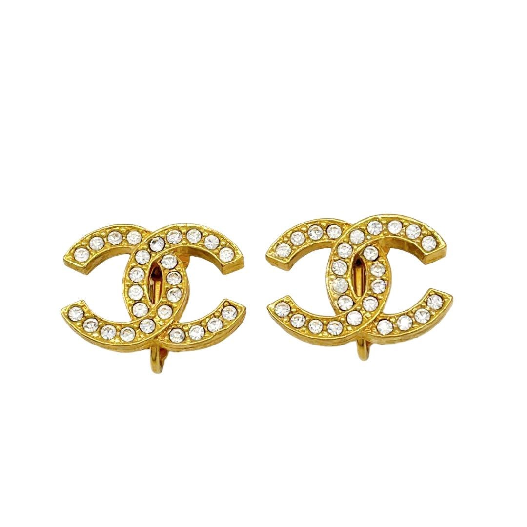 CHANEL シャネル イヤリング ココマーク ラインストーン ゴールド ヴィンテージ