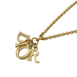 Christian Dior クリスチャンディオール ネックレス DIORロゴ カナージュ ペンダント ゴールド
