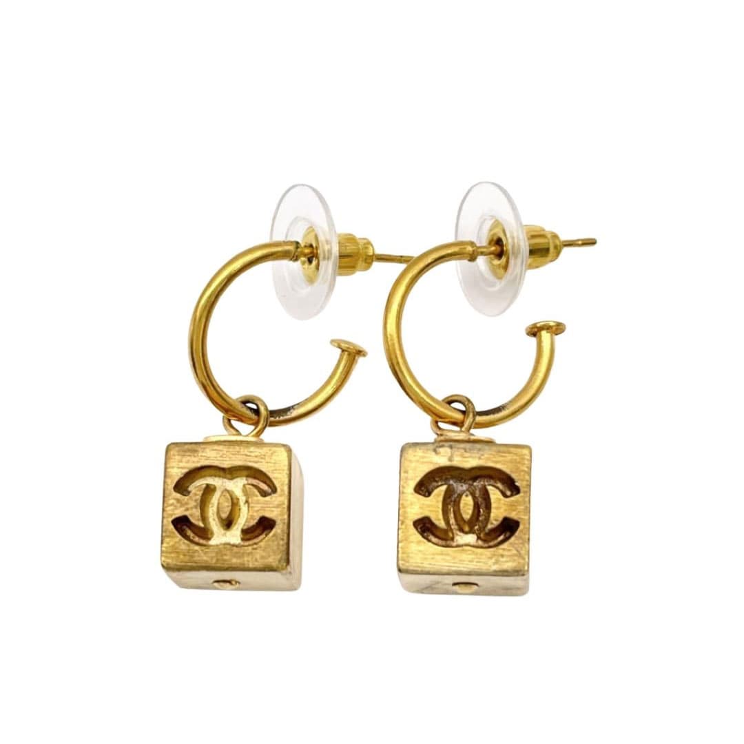 CHANEL シャネル フープピアス キューブ ココマーク ゴールド 02A