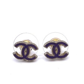 CHANEL シャネル ピアス ココマーク ゴールド パープル 04P