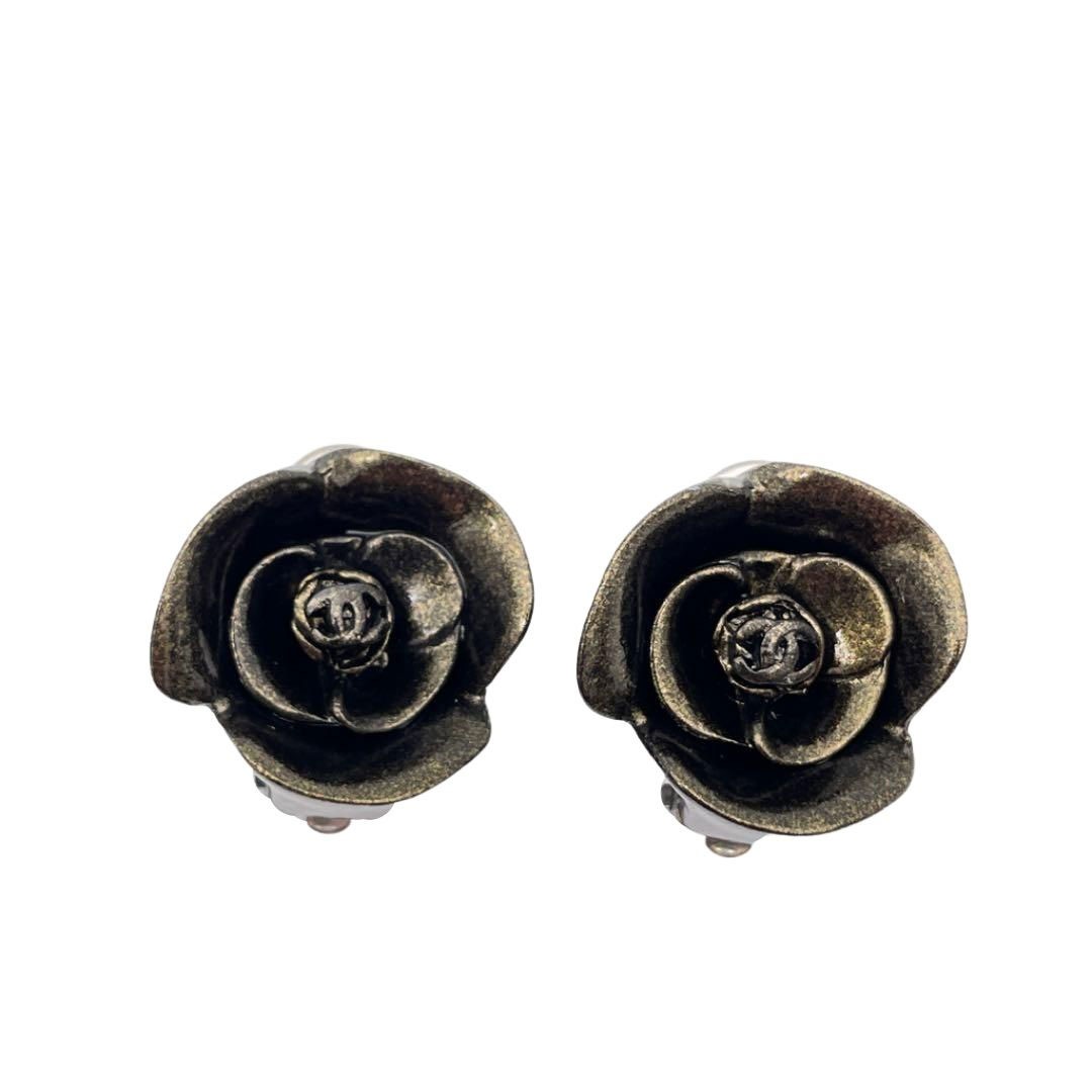CHANEL シャネル イヤリング カメリア ココマーク ブロンズ 01A