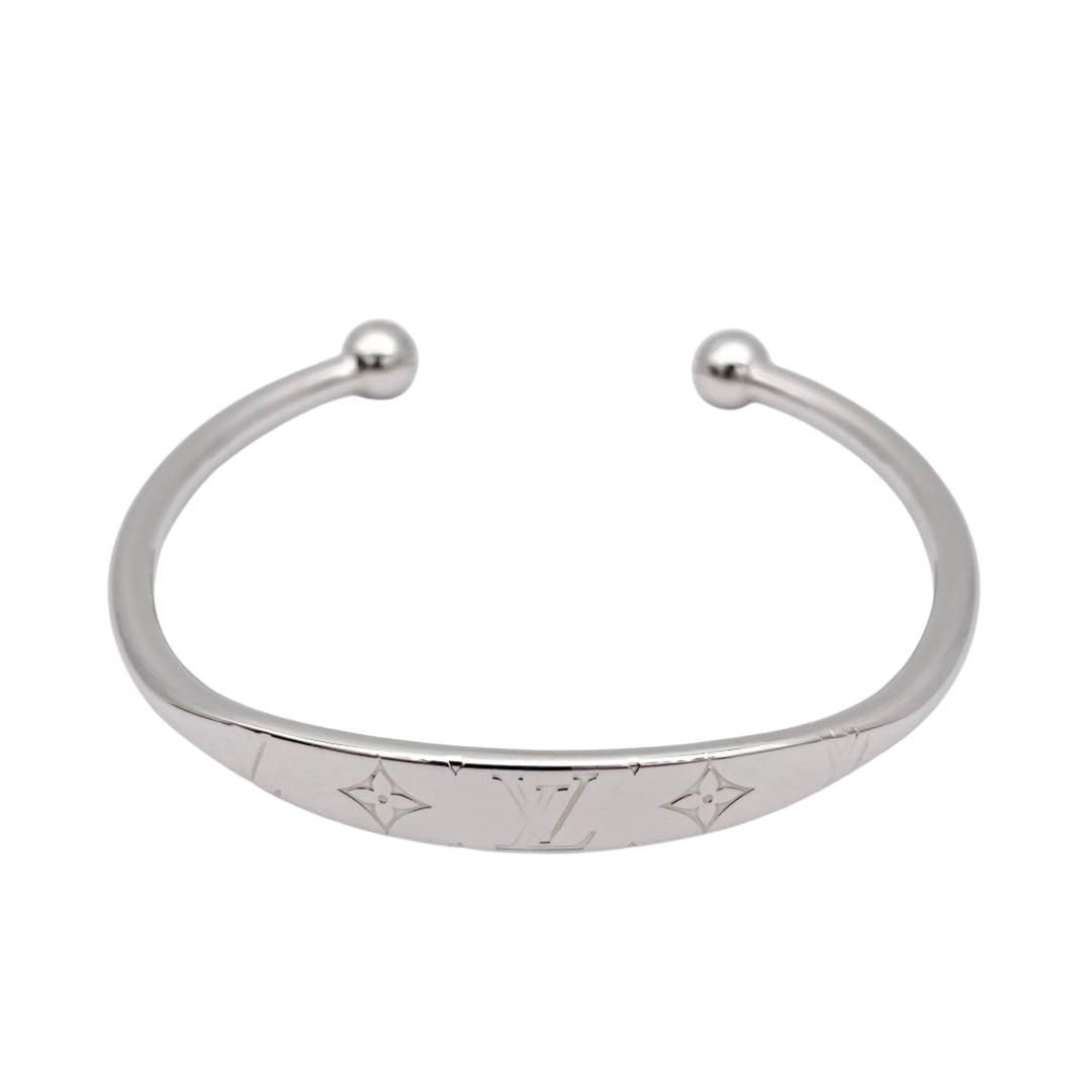 LOUIS VUITTON ルイヴィトン バングル ジョンク・モノグラム Lサイズ シルバー M64840