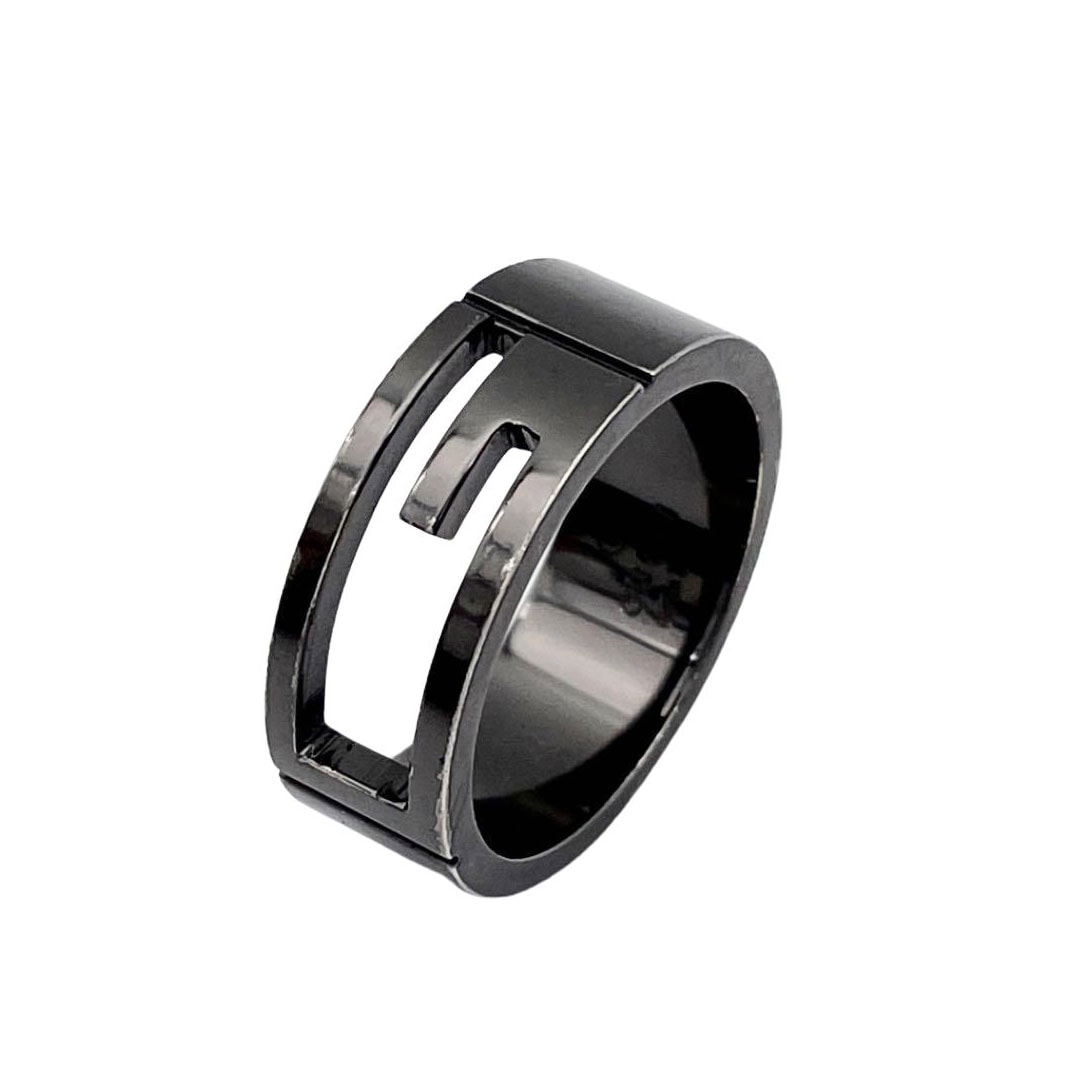 GUCCI グッチ ブランデッド Gリング 指輪 ブラックコーティング Ag925 #19(約18号)