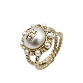 CHANEL シャネル リング 指輪 フェイクパール ココマーク ツイスト ゴールド A18S 約11号