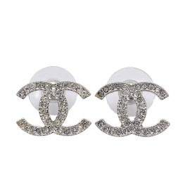 CHANEL シャネル ピアス ラインストーン ココマーク A12P シルバー
