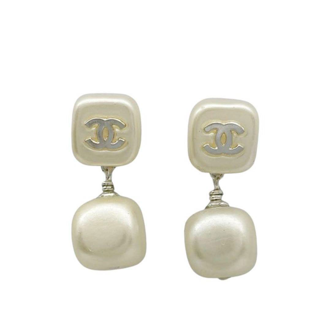CHANEL シャネル スイングピアス フェイクパール ココマーク シルバー 02A
