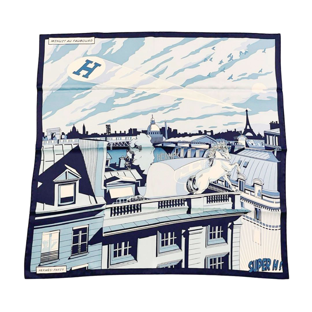 HERMES エルメス スカーフ カレ70 『Minuit au Faubourg(ミッドナイト 