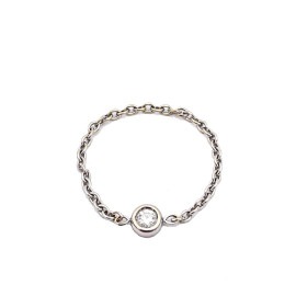 Christian Dior クリスチャンディオール チェーンリング 指輪 ミミウィ 1Pダイヤモンド K18WG 0.4g 約9号