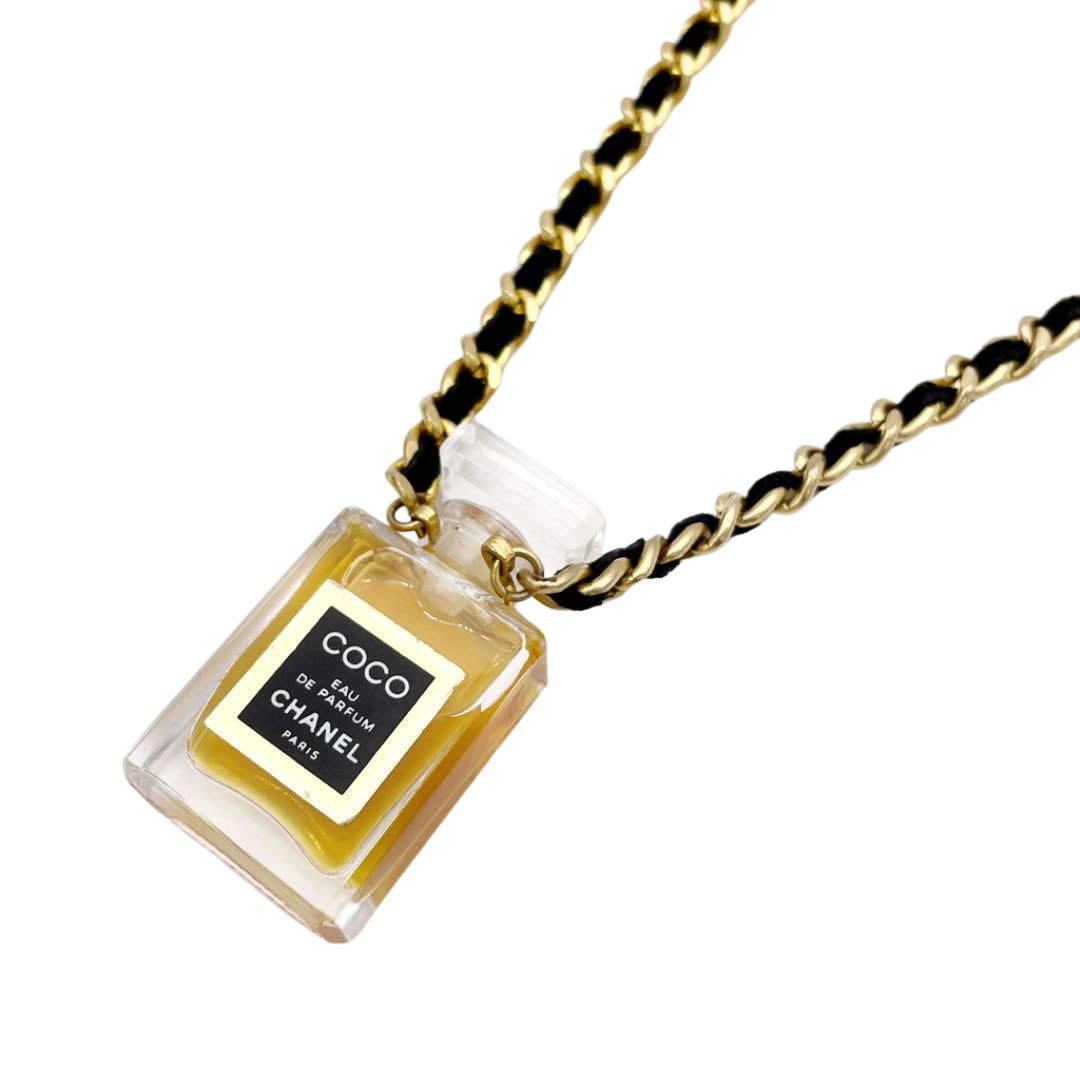 CHANEL シャネル チェーンネックレス COCO 香水 パフューム ミニボトル 4ml ゴールド ブラック ヴィンテージ
