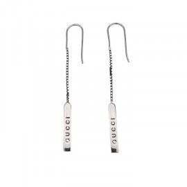 GUCCI グッチ ラリアット チェーンピアス 750WG ホワイトゴールド 3.3g