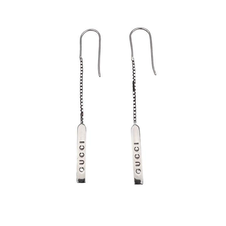 GUCCI グッチ ラリアット チェーンピアス 750WG ホワイトゴールド 3.3g