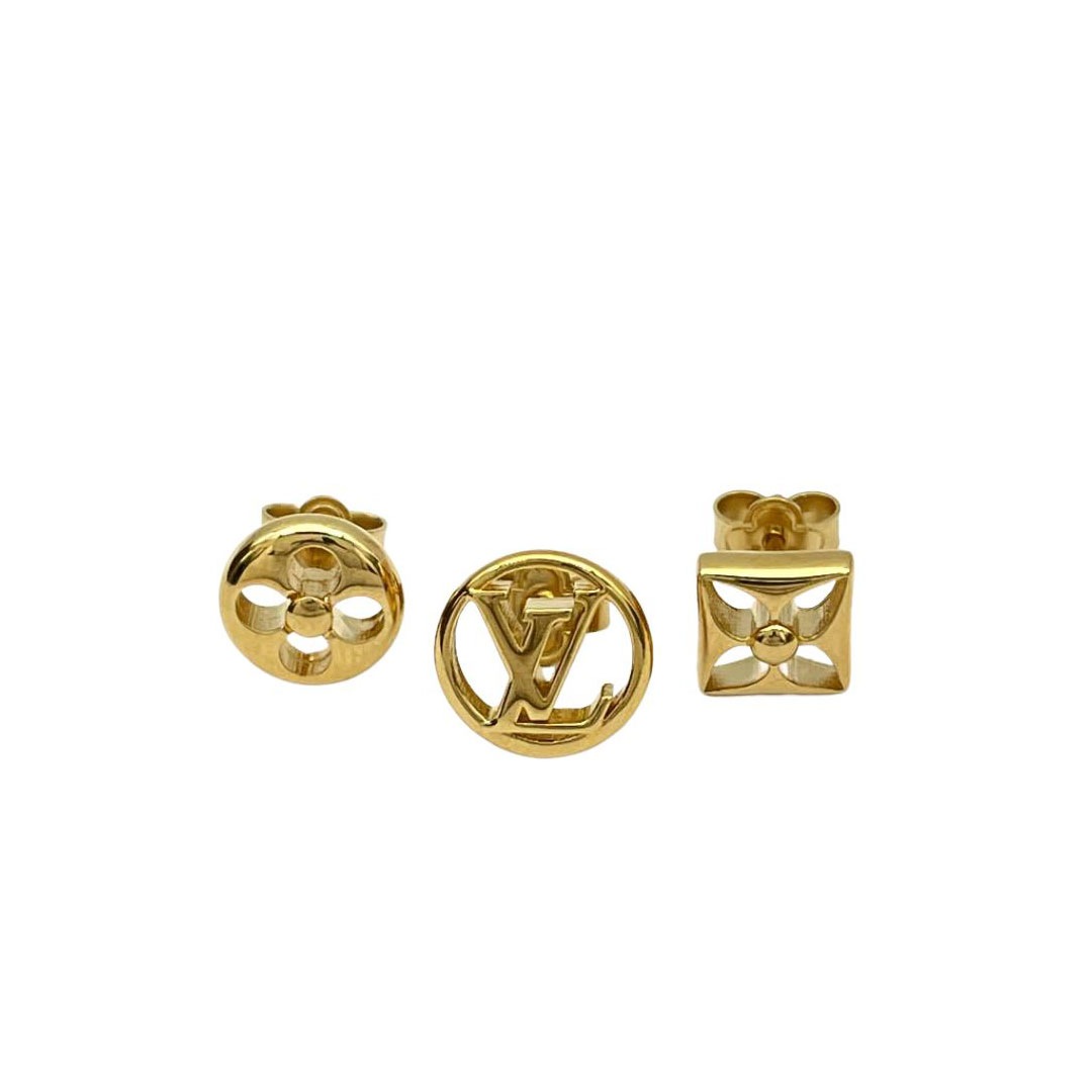LOUIS VUITTON ルイヴィトン ピアス ブックレドレイユ・クレイジー イン ロック 3点セット ゴールド M00395