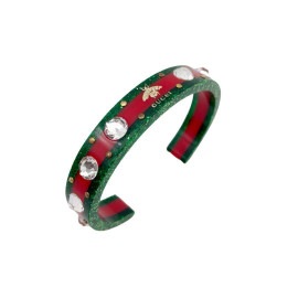 GUCCI グッチ バングル シェリーライン ウェブ・ビー クリスタル 18 レッド グリーン ゴールド 2018AW