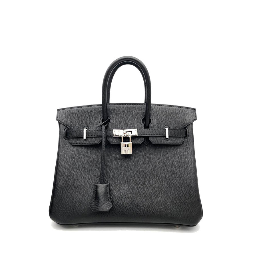 HERMES エルメス ハンドバッグ バーキン25 ヴォーエプソン ブラック シルバー金具 □I刻印