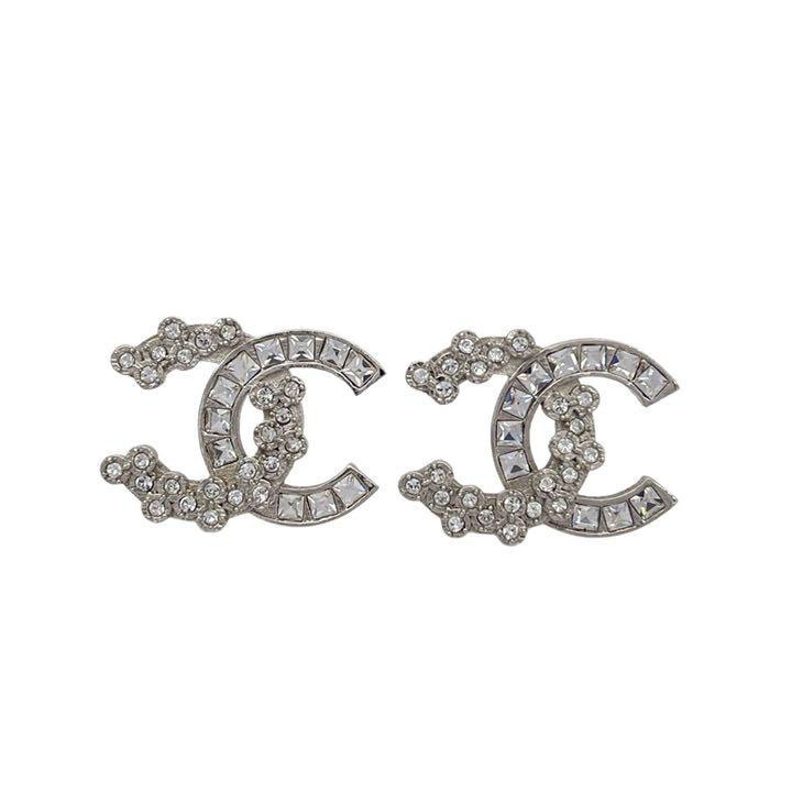 CHANEL シャネル ピアス ココマーク ラインストーン シルバー 18P