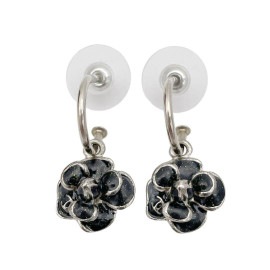 CHANEL シャネル フープピアス カメリア シルバー ブラック 09P