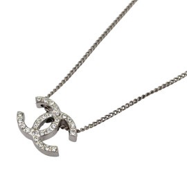 CHANEL シャネル ネックレス ココマーク ラインストーン シルバー 08A