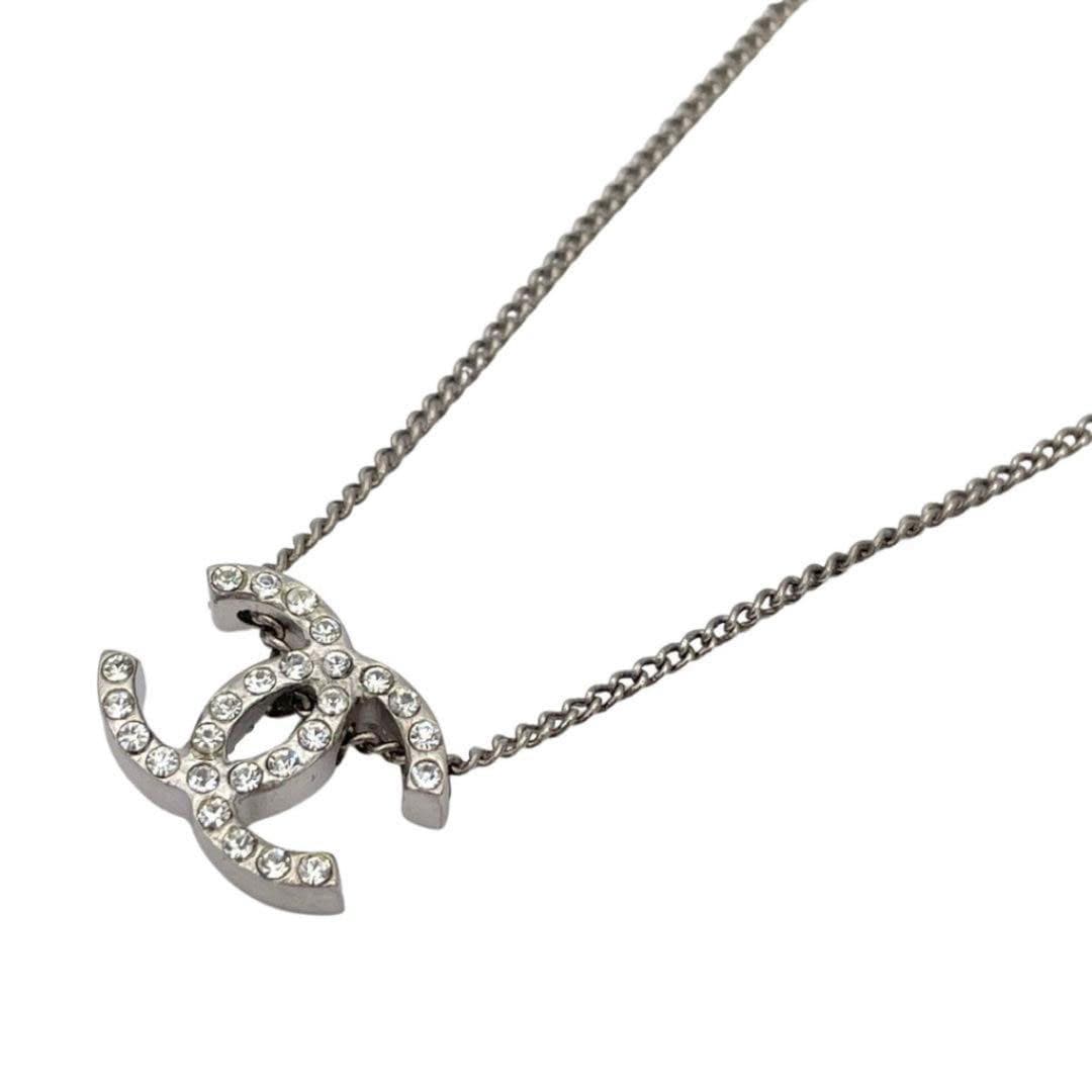 CHANEL シャネル ネックレス ココマーク ラインストーン シルバー 08A