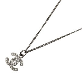 CHANEL シャネル ネックレス ココマーク ラインストーン シルバー B11V