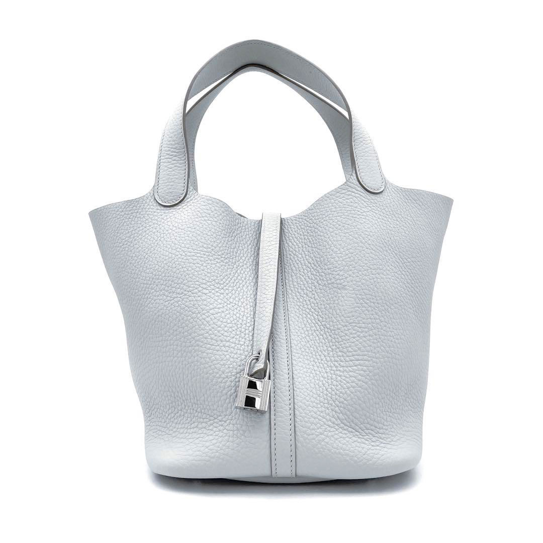 HERMES エルメス ピコタンロックMM ハンドバッグ トリヨンクレマンス パールグレー シルバー金具 □Q刻印