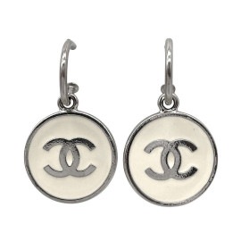 CHANEL シャネル フープピアス ココマーク シルバー アイボリー 04V