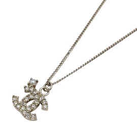 CHANEL シャネル ネックレス ココマーク ラインストーン フェイクパール シャンパンゴールド 10P