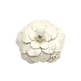 CHANEL シャネル ブローチ カメリア メタル スモールサイズ アイボリー 04P