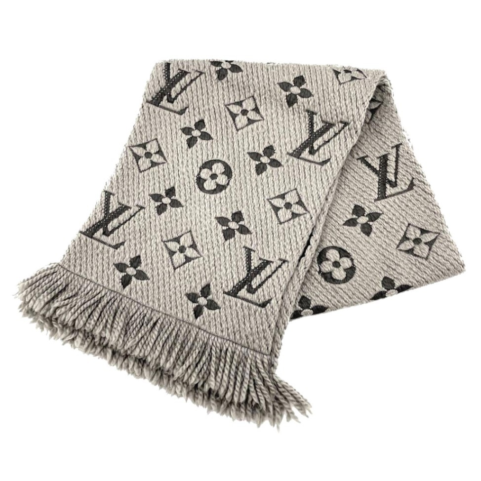 LOUIS VUITTON ルイヴィトン マフラー エシャルプ ロゴマニア ウール/シルク ヴェローヌ（グレー/カーキ系） M72242