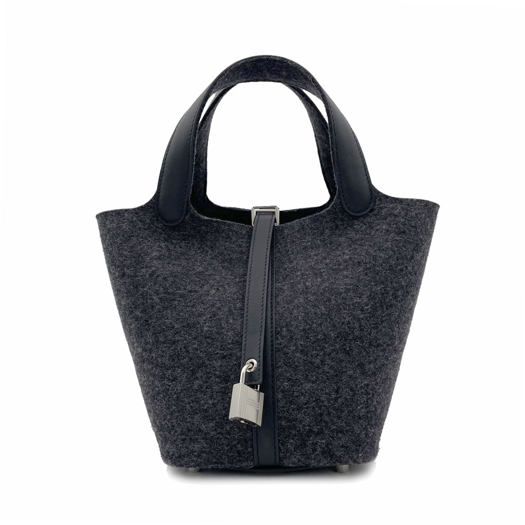 HERMES エルメス ピコタンロック18 PM フェルト スイフト グリモワイヤン ブラック シルバー金具 Z刻印