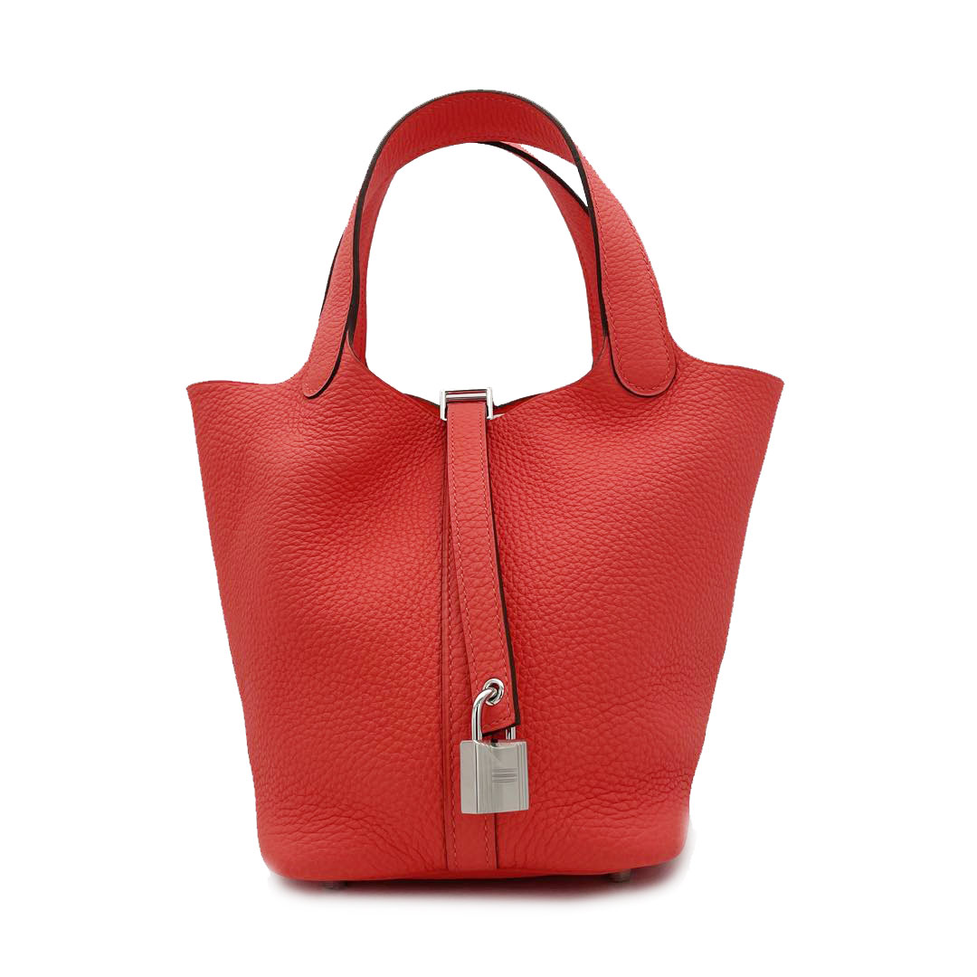 HERMES エルメス ピコタンロック18 PM トリヨンクレマンス ローズテキサス シルバー金具 U刻印