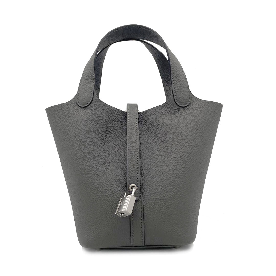 HERMES エルメス ピコタンロック18 PM トリヨンクレマンス グラファイト シルバー金具 U刻印