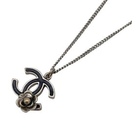 CHANEL シャネル ネックレス ココマーク カメリア 07P シルバー ブラック