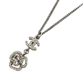 CHANEL シャネル ネックレス ココマーク カメリア ラインストーン 07P シルバー