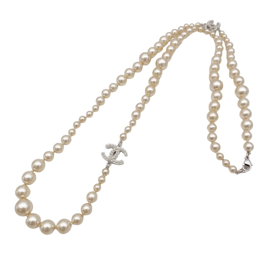 CHANEL シャネル ロングネックレス フェイクパール ココマーク 07V ゴールド系