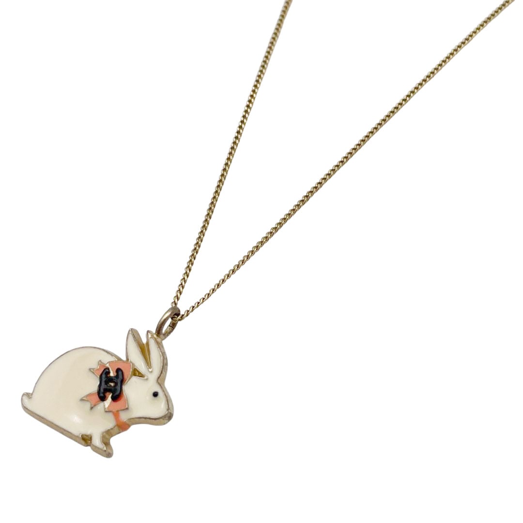 CHANEL シャネル ネックレス ウサギモチーフ アイボリー/ゴールド 07P