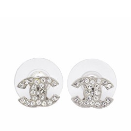 CHANEL シャネル ミニピアス ココマーク ラインストーン シルバー 09V