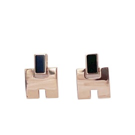 HERMES エルメス ピアス アイリーン メタル ラッカー ピンクゴールド ブラック