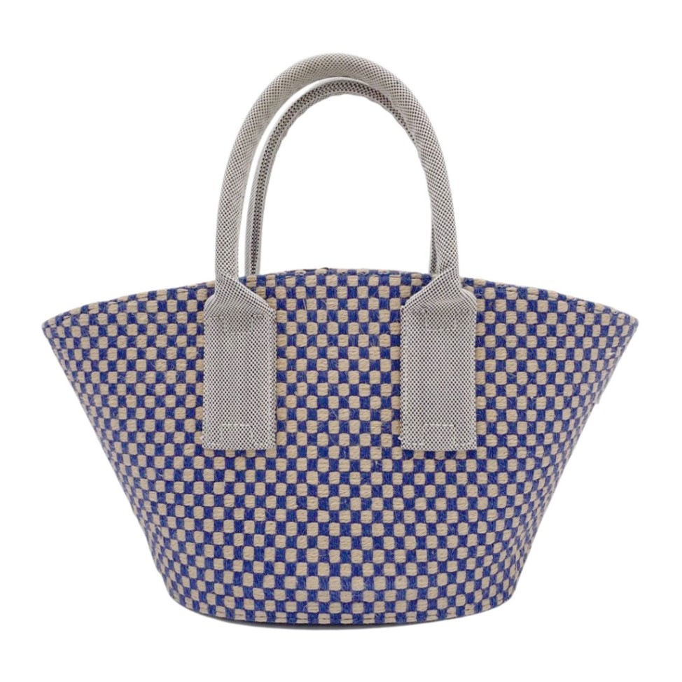 HERMES エルメス ハンドバッグ パニエバスPM リネン ジュート ベージュ ブルー系